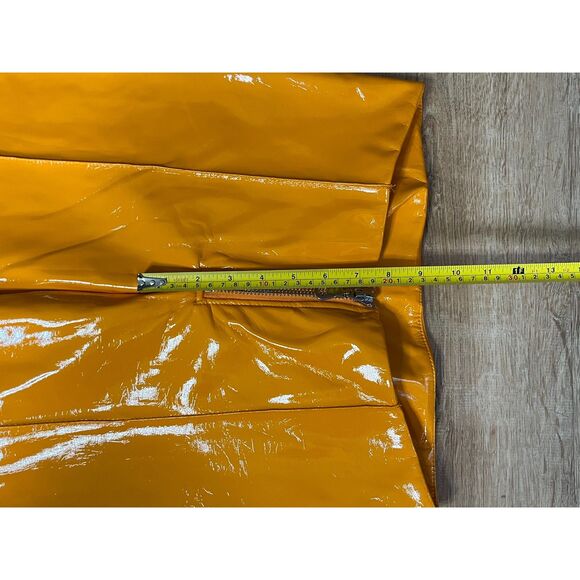 NWT THE RAGGED PRIEST Orange Patent Vinyl Cracker Pants Trousers Women's Size 8 - Picture 10 of 16